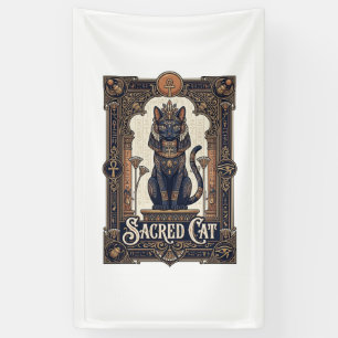 Heilige Katze Katze Altes Ägypten Vintage Vektor A Banner