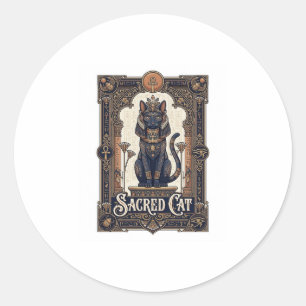 Heilige Katze Katze Altes Ägypten Vintage Vektor A Runder Aufkleber