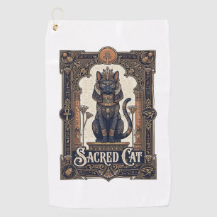 Heilige Katze Katze Altes Ägypten Vintage Vektor K Golfhandtuch