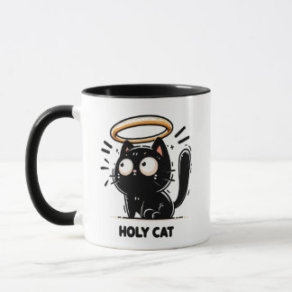 Heilige Katze - Niedliche Schwarze Katze mit Halo Tasse