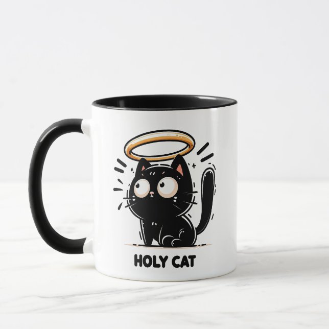 Heilige Katze - Niedliche Schwarze Katze mit Halo  Tasse (Links)
