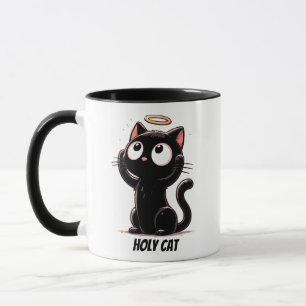 Heilige Katze - Niedliche Schwarze Katze mit Halo Tasse