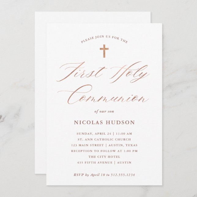 Heilige Kommunion der Einladung (Vorne/Hinten)