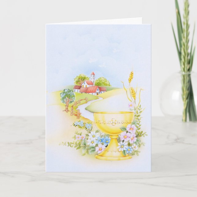 Heilige Kommunion, religiöser Entwurf der Karte (Vorderseite)