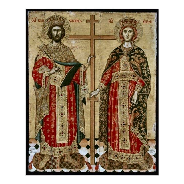 Heilige Konstantine und Helena Orthodox Icon Poster (Vorderseite)