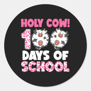 Heilige Kuh 100 Tage der Schule glücklich 100. Tag Runder Aufkleber