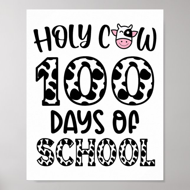 Heilige Kuh 100 Tage Schullehrer Schüler Kinder Poster (Vorne)