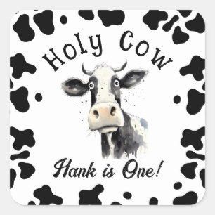 Heilige Kuh 1. Geburtstag Wasserfarbe Quadratischer Aufkleber