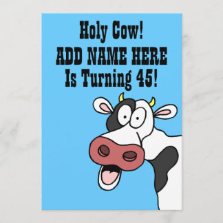 Heilige Kuh 45. Geburtstag Funny Cartoon Einladung