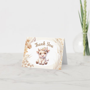 Heilige Kuh Baby Shower Boho gefaltete Dankeskarte