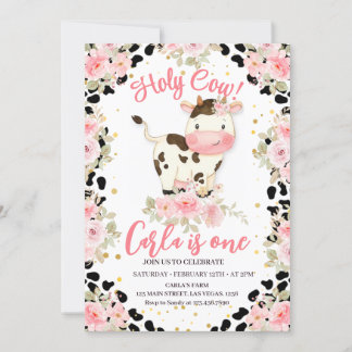 Heilige Kuh Blüte und Kuh Print Geburtstag Einladung