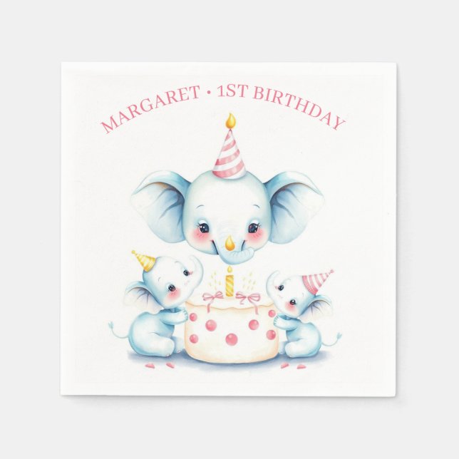 Heilige Kuh Boho Greenery Highland Cow 1. Geburtst Serviette (Vorderseite)