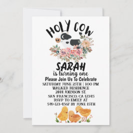 Heilige Kuh Boy Girl macht eine Geburtstagskarte Einladung