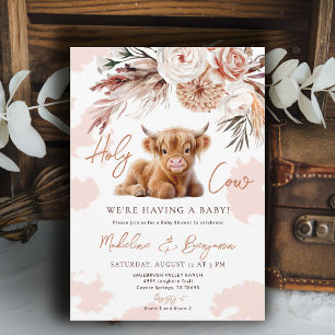 Heilige Kuh Country Western Cowboy Babyparty Einladung