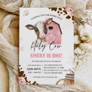 Heilige Kuh Cowgirl First Rodeo FARM BIRTHDAY Einladung