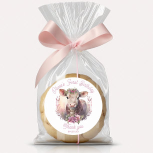 Heilige Kuh Erste Geburtstagsparty Pink Vielen Dan Runder Aufkleber