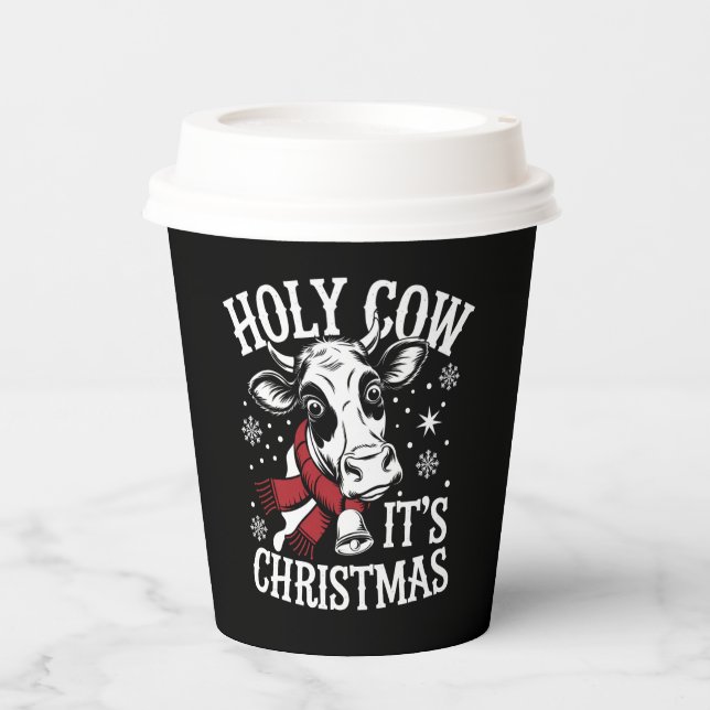 Heilige Kuh Es ist Weihnachten Funny Cow Lover Far Pappbecher (Vorderseite)