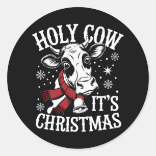 Heilige Kuh Es ist Weihnachten Funny Cow Lover Far Runder Aufkleber