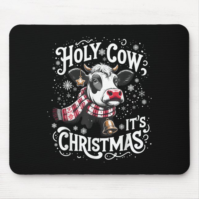 Heilige Kuh Es ist Weihnachten Funny Kuh Lover Far Mousepad (Vorne)