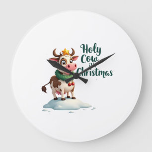 Heilige Kuh Es Ist Weihnachten Ich Xmas Kuh T-Shir Große Wanduhr
