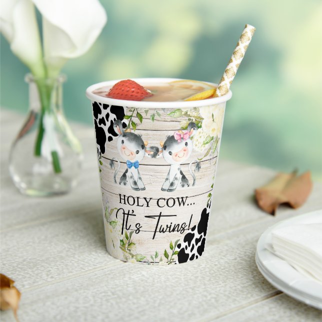 Heilige Kuh, es sind Zwillinge Baby Dusche Papiert Pappbecher (In Situ)