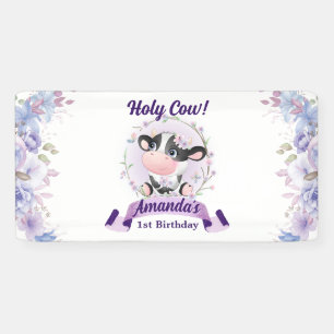 Heilige Kuh Floral 1. Geburtstagsfeier Banner
