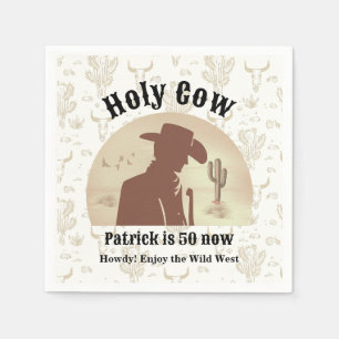 Heilige Kuh Funny Vintag Cowboy 50. Geburtstag Serviette
