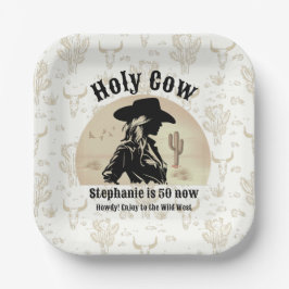 Heilige Kuh Funny Vintag Cowgirl 50. Geburtstag Pappteller
