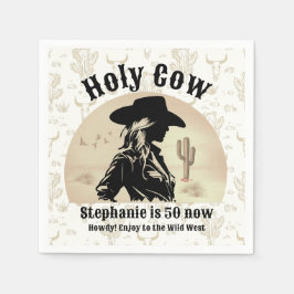 Heilige Kuh Funny Vintag Cowgirl 50. Geburtstag Serviette