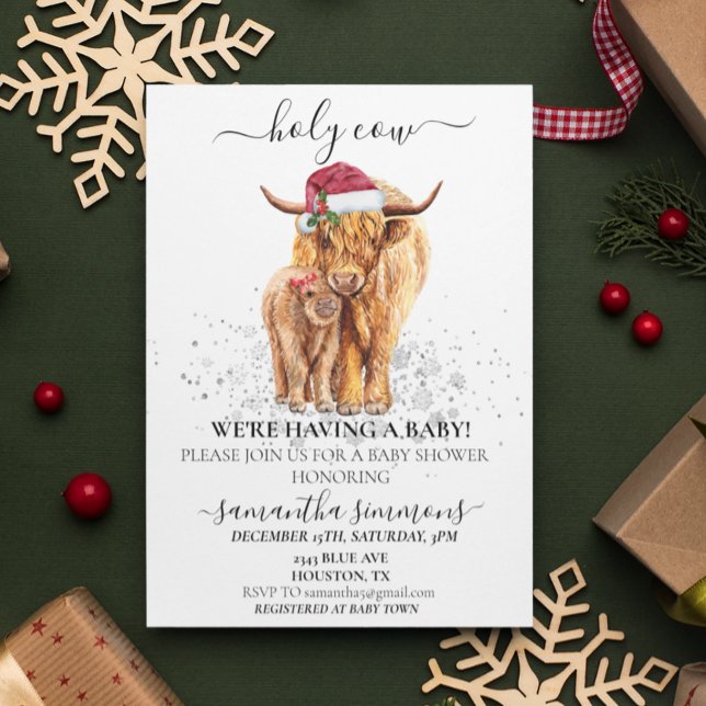 Heilige Kuh Highland Calf Babydusche Weihnachten Einladung (Von Creator hochgeladen)
