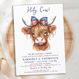 Heilige Kuh Highland Calf Patriotic Baby Dusche Einladung