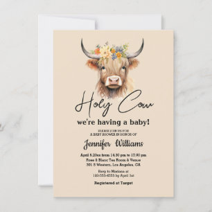 heilige Kuh Highland-Kalb Baby-Party Minimalist Einladung