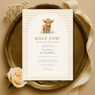 Heilige Kuh Highland Kuh Gingham Baby Shower Einladung