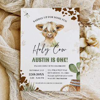 Heilige Kuh Ich bin ein Cowboy Highland Kuh Geburt Einladung
