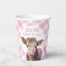 Heilige Kuh Ich bin ein rosa Gingham Party Cups Pappbecher