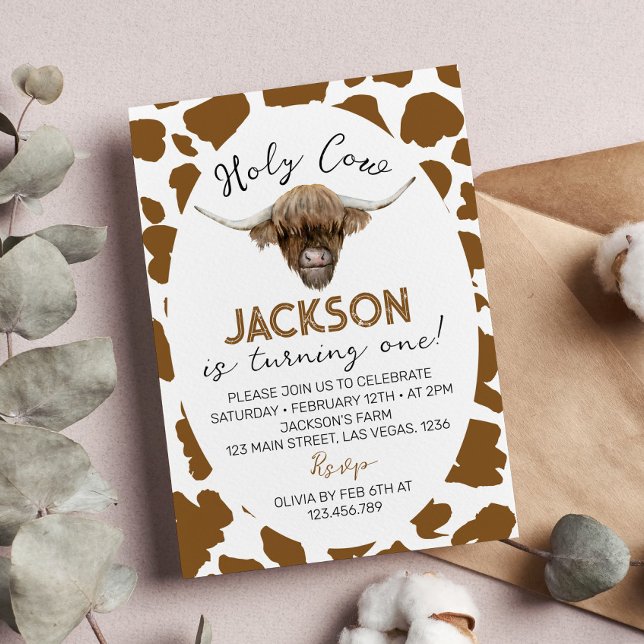 Heilige Kuh ich bin eine Highland Kuh 1. Geburtsta Einladung (Von Creator hochgeladen)