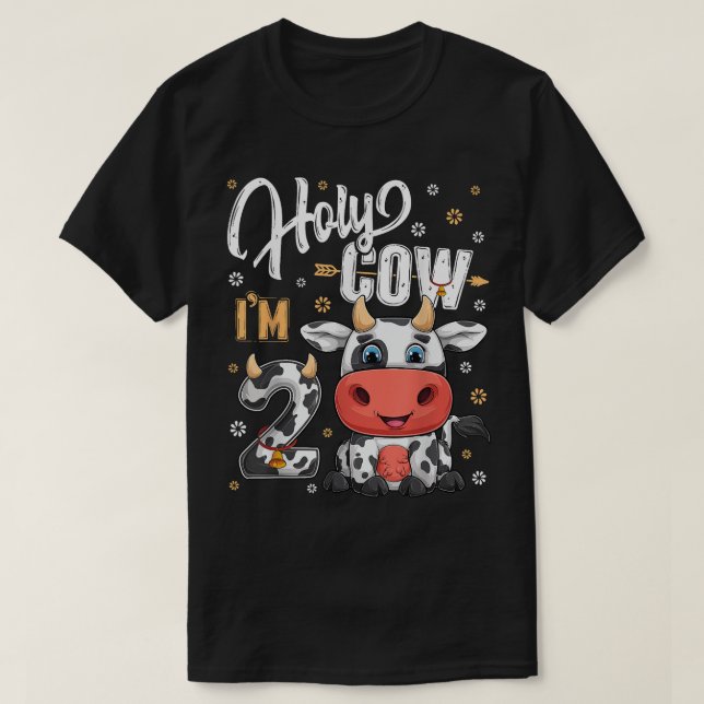 Heilige Kuh im zwei 2 Jahre alten Kühe Farm Thema  T-Shirt (Design vorne)