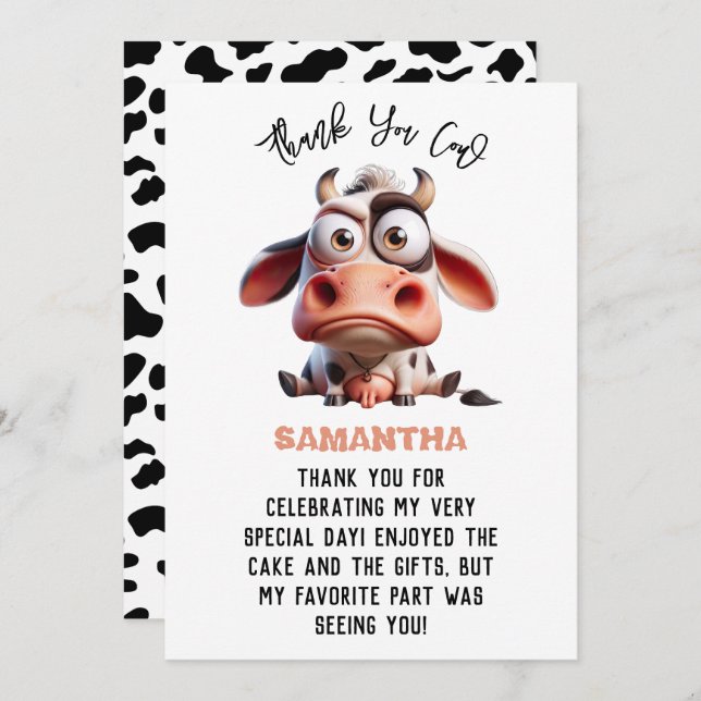 Heilige Kuh Karikaturen Ich bin ein Cowgirl 1. Geb Dankeskarte (Vorne/Hinten)