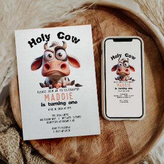 Heilige Kuh Karikaturen Ich bin ein Cowgirl 1. Geb Einladung