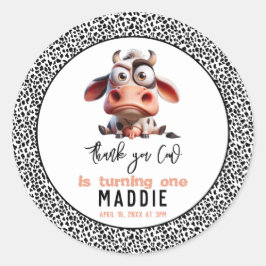 Heilige Kuh Karikaturen Ich bin ein Cowgirl 1. Geb Runder Aufkleber