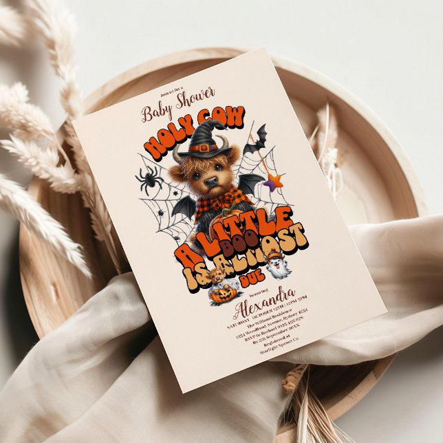 Heilige Kuh Little Boo Halloween Kinderdusche Einladung (Von Creator hochgeladen)