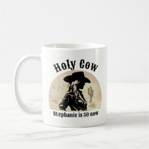 Heilige Kuh Lustige Vintage-Cowgirl 50. Geburtstag Kaffeetasse