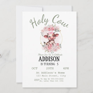 Heilige Kuh Mädchen 5. Geburtstag Einladung