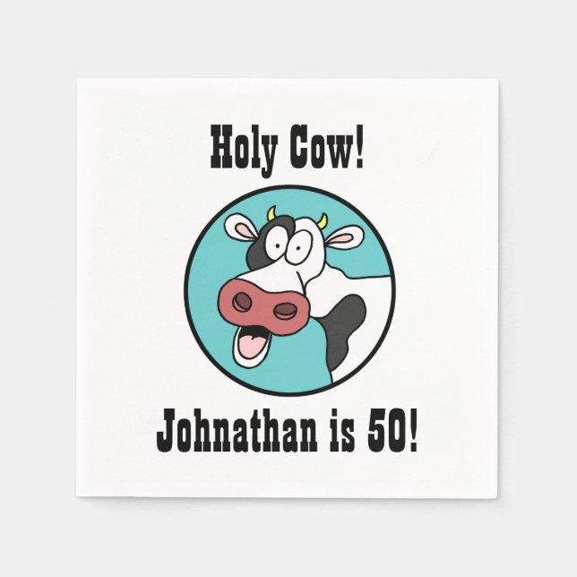 Heilige Kuh Personalisiert 50. Geburtstagsparty Na Serviette (Vorderseite)