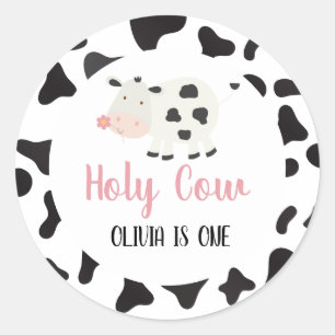 Heilige Kuh Pink Daisy Kuh Print Birthday Runder Aufkleber