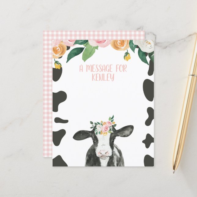 Heilige Kuh Pink Gingham Flora Zeitkapsel Nachrich (Vorderseite/Rückseite Beispiel)