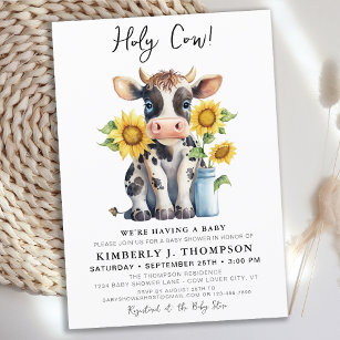 Heilige Kuh Sonnenblumen Einfache moderne Farm Bab Einladung
