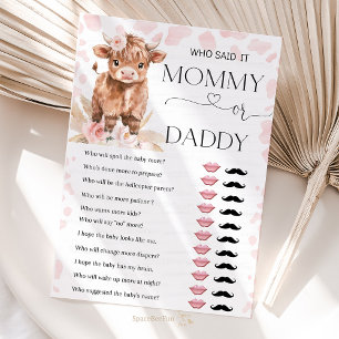 Heilige Kuh-Spiele Mama oder Papa-Baby-Dusche Mädc
