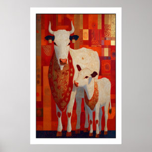 Heilige Kuh Wandkunst Vintage geätzte Linien und W Poster