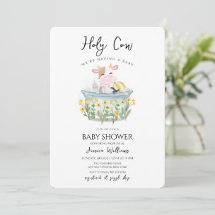 Heilige Kuh Wildblumenwiese Badewanne Babyparty  Einladung